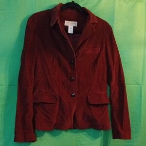 LONDONJEAN Deep Red Corduroy Blazer